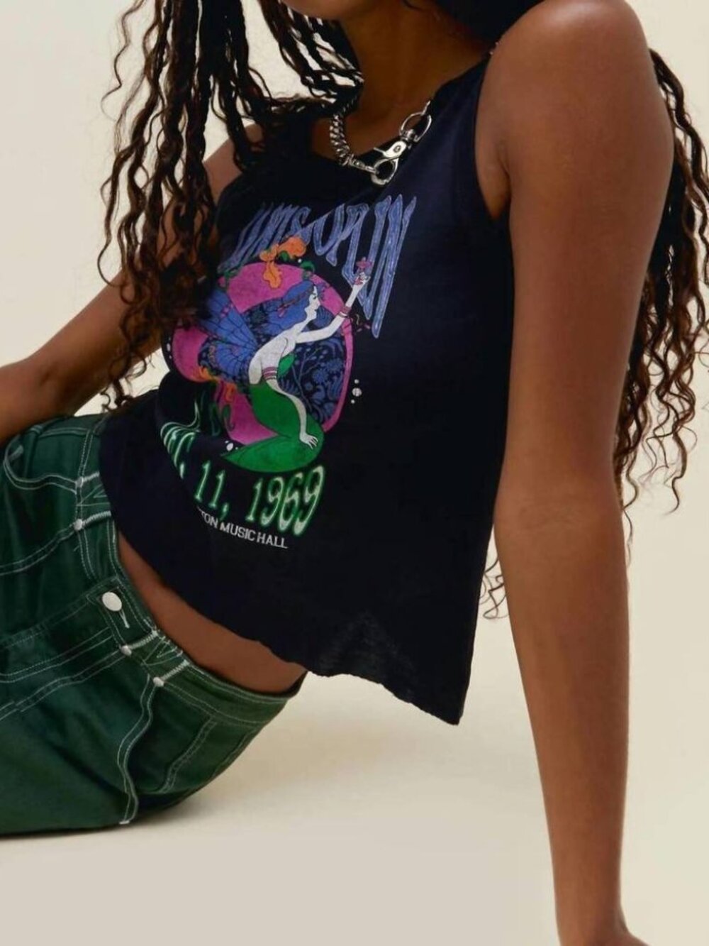 Daydreamer Janis Joplin Cutoff Tank Top Sz XL Black Live at Boston Music Hall - Picture 3 of 11